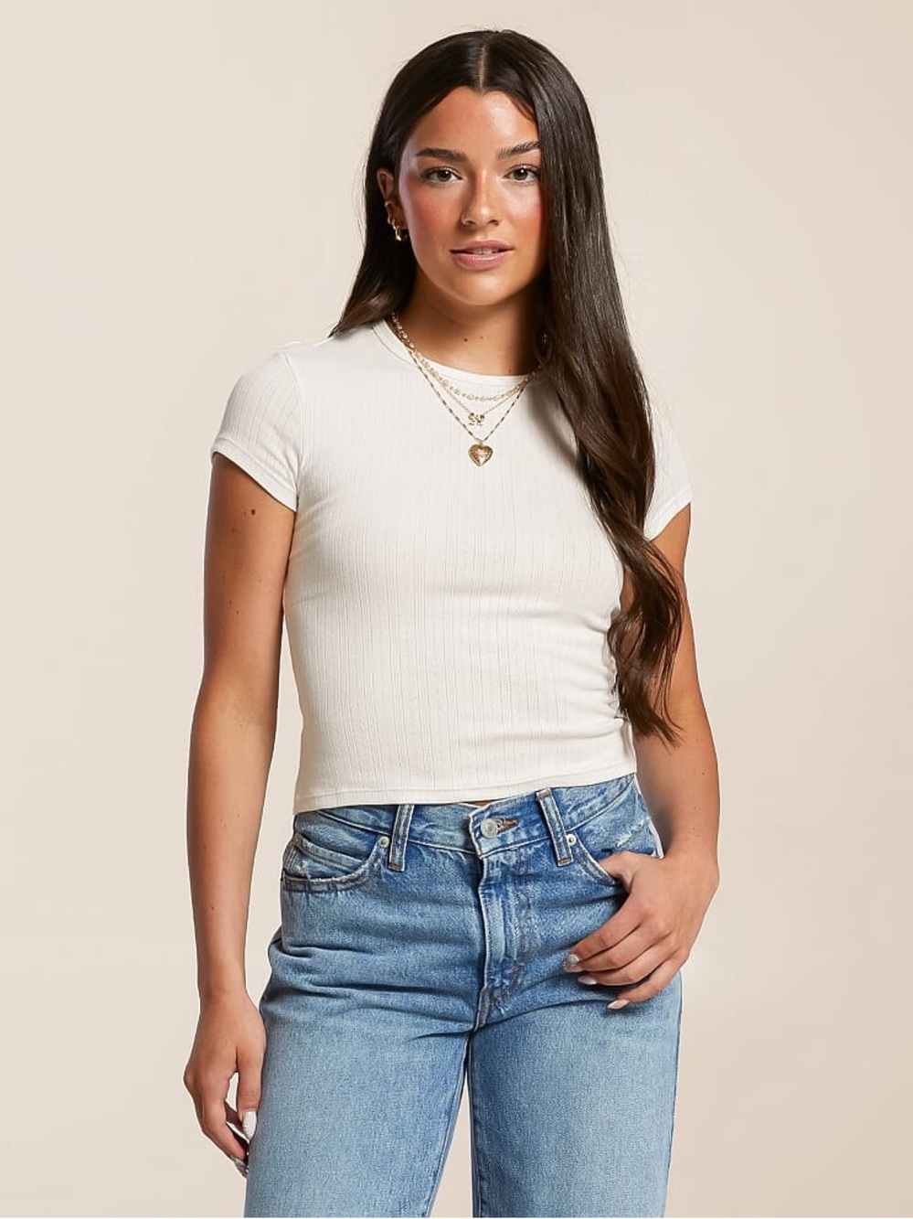 Free People Wait A Minute Cropped Baby T-Shirt in White